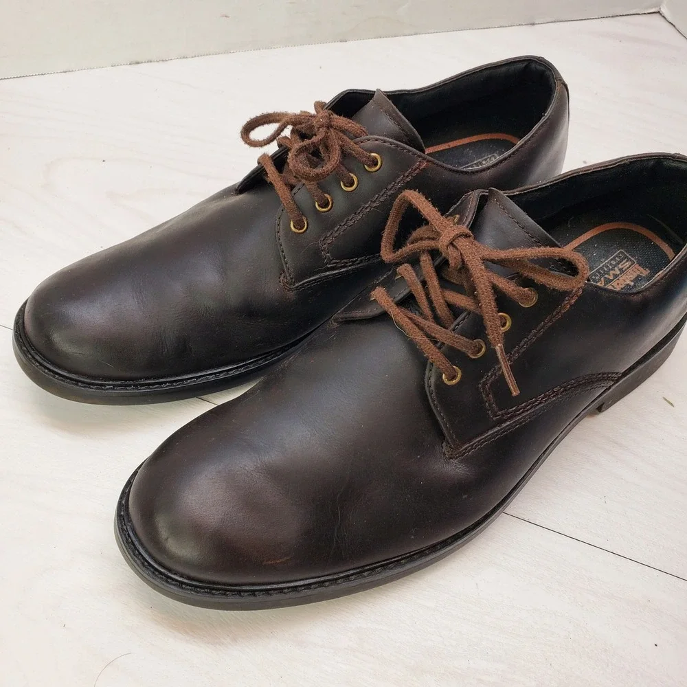 Timberland Mens Brown Leather Waterproof Oxford Shoes Size 9W Americana Gorpcore